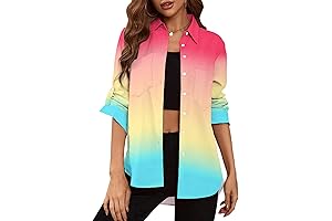 Rainbow Roll-up Sleeve Button-up Shirt