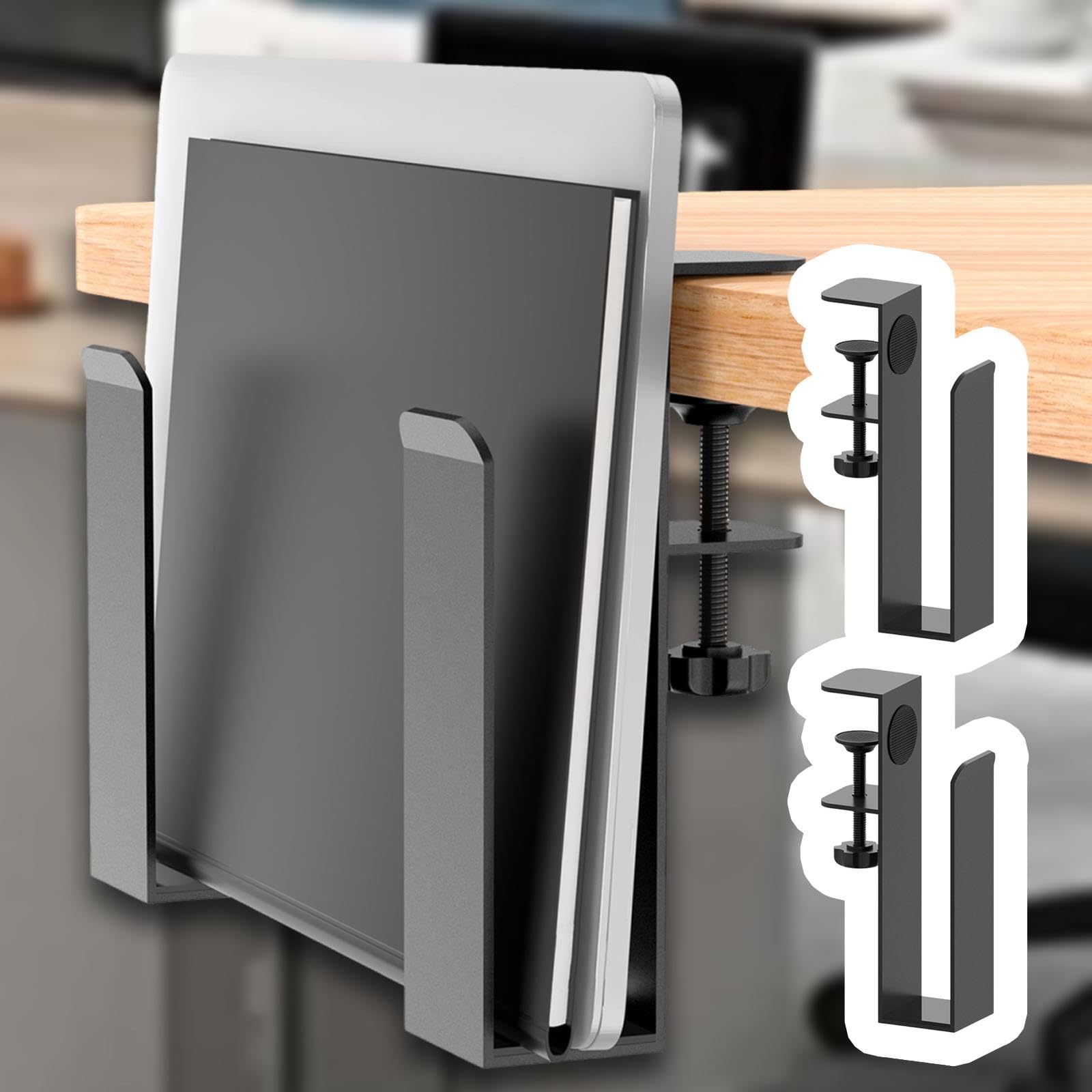 Milageto Juego de 2 Soportes para Portátiles para Colocar Debajo del Escritorio, Accesorios de Metal Resistentes.