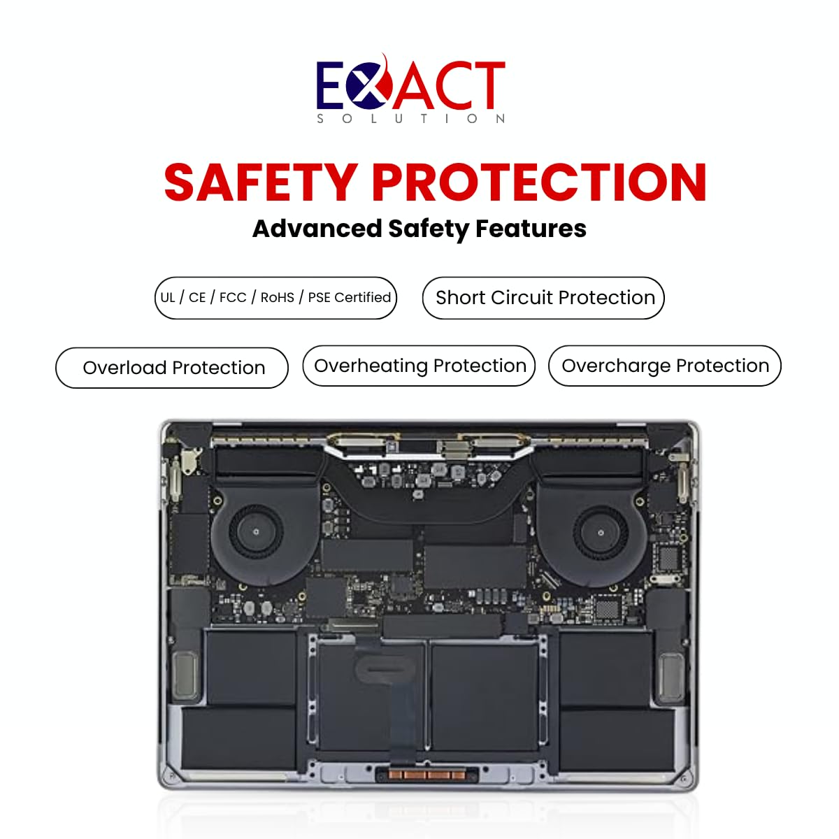 A1820/A1707 Batterie de Rechange pour MacBook Pro 15" (Fin 2016, mi-2017) EMC 3072 EMC 3162 MLH42CH/A MLW72CH/A MLW82CH/A MPTR2LL/A MPTT2LL/A [Li-ion 11.4V, 76Wh/6667mAh]