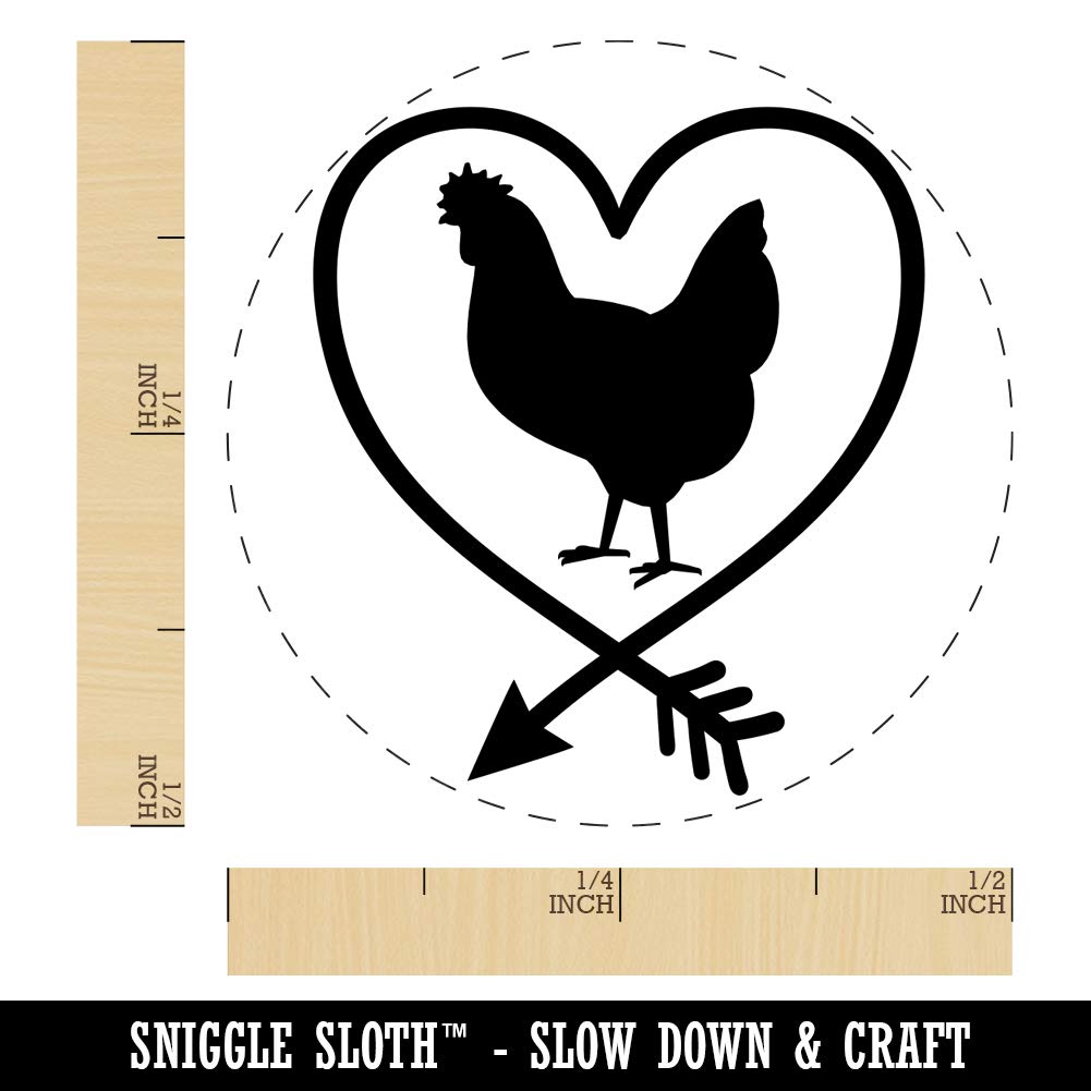 Chicken in Arrow Heart Chicken Egg Rubber Stamp - 1/2 Inch Mini