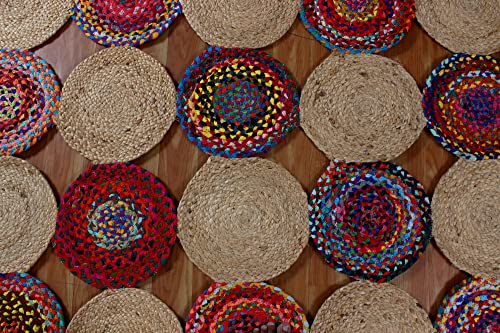 Tapis en jute pour entrée chaleureuse et couloir multicolore