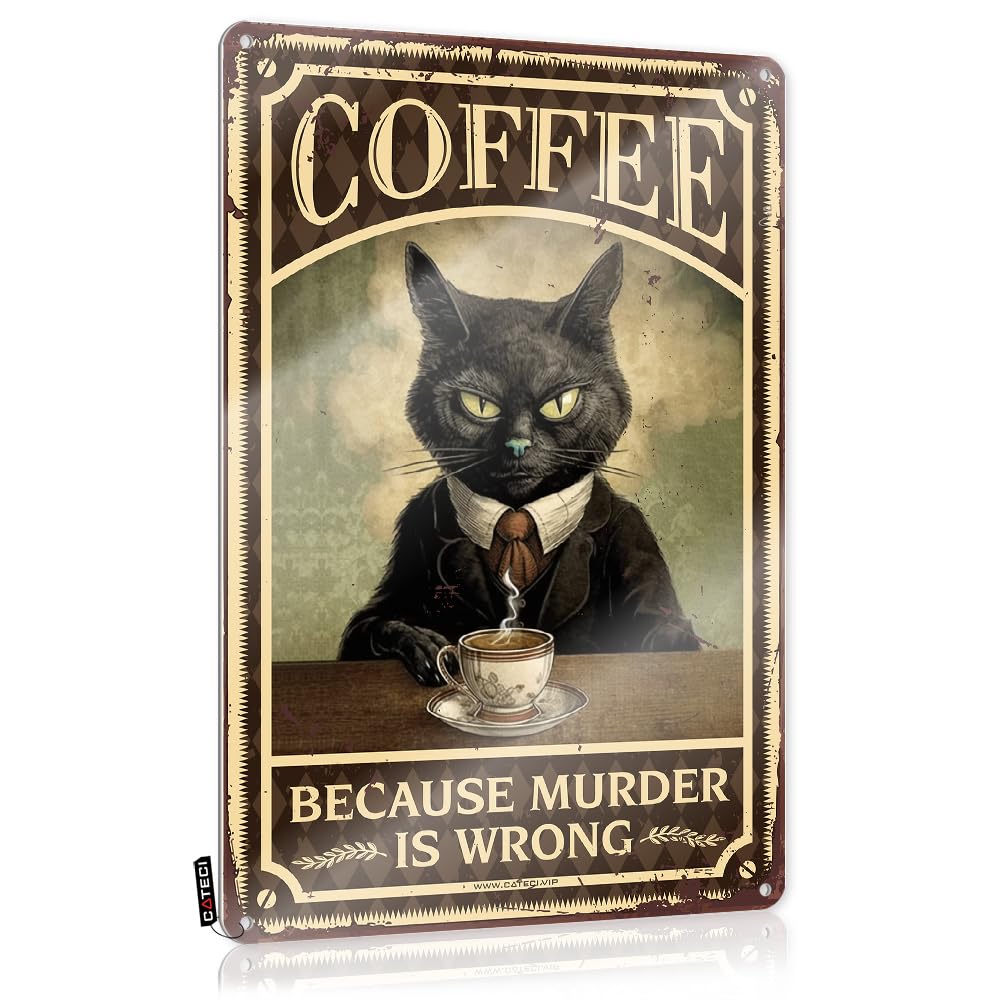 MWFKKADDB Decaor Sign Coffee Because Murder Is Wrong Tin Sign Pictures For Bathroom Wall Decorcute Decorbathroom Signs Funnymens Decor Tin Signs Warning Funnymetal Sign(30X40CM)
