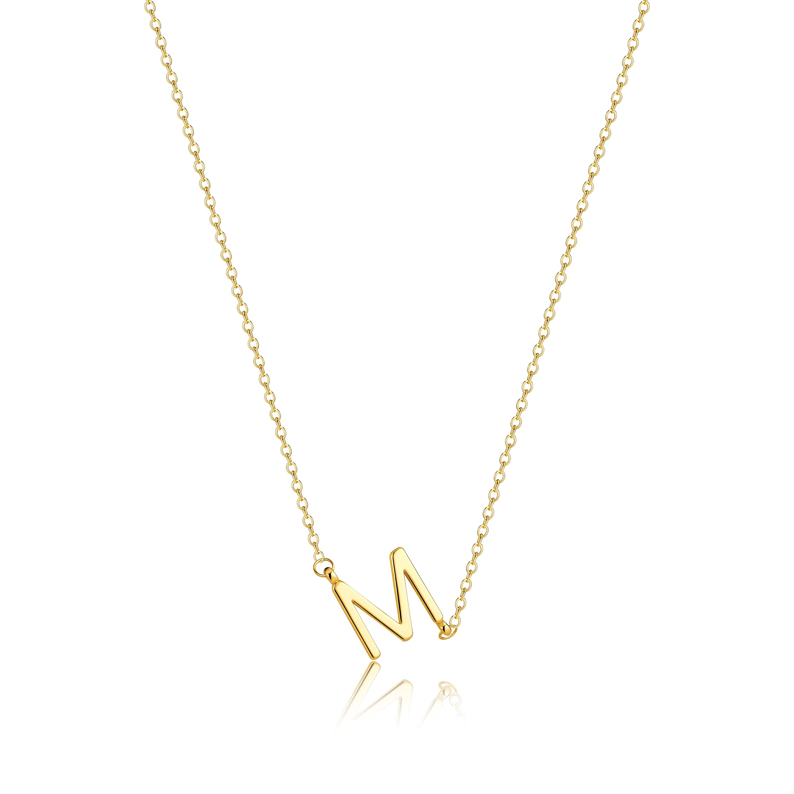 Initial Necklaces for Women, Dainty Gold Letter Necklace 14k Gold Plated Sideways Initial Necklace Cute Name Simple Choker Necklaces for Women Trendy Jewelry Gifts