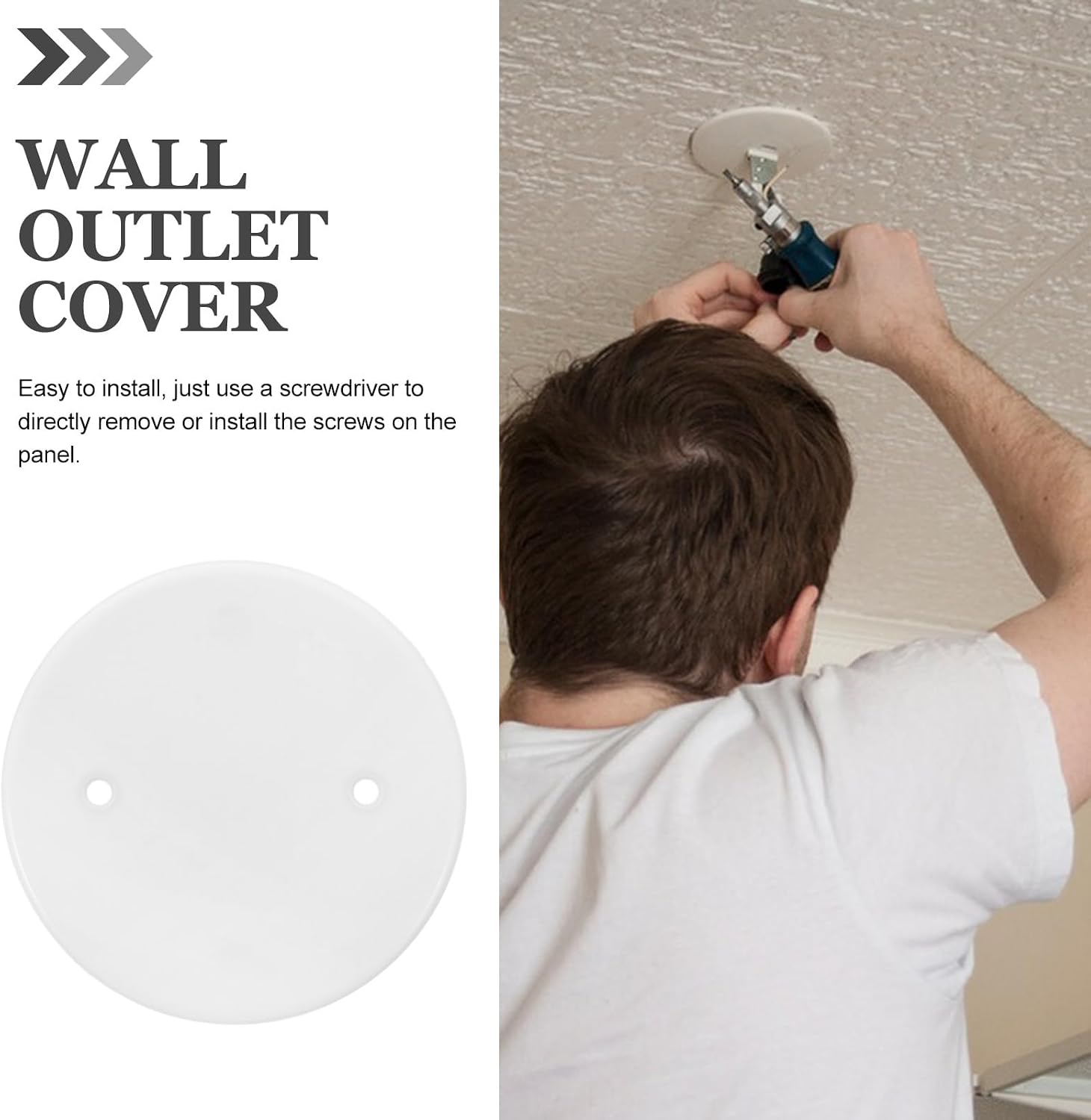 30pcs Wire Round Wall Plate - Ceiling Cover, Electrical Outlet Plates, Flat Blank Access Panel for Drywall Unpack - White Pp image 3