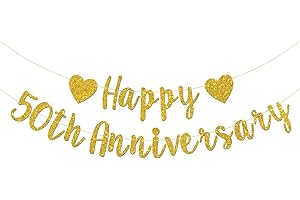 50th Anniversary Backdrop: Golden Glitter Celebration