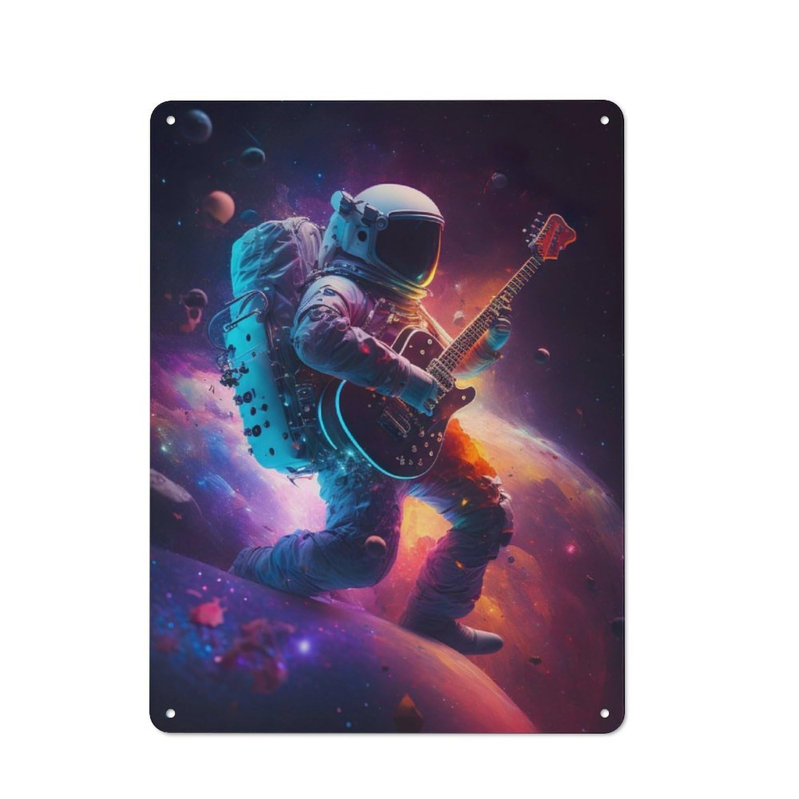 Junmoney Space Musician Tin Wall Plaque 40X30cm, Rustic Cottage Wall Art For Dining Room, Cafe, Entryway Or Family Room