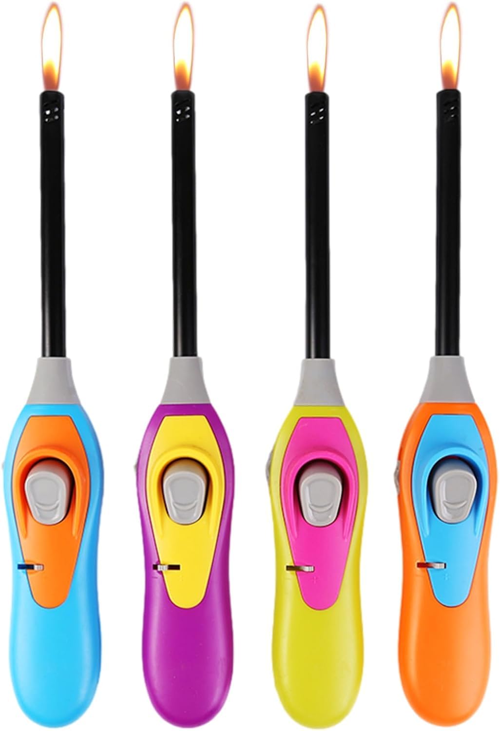 4 Pack Candle Lighters Multipurpose Extended Long Butane Lighter Wand Refillable for Kitchen Fireplace Pilot Light DIY BBQ Grill Stove