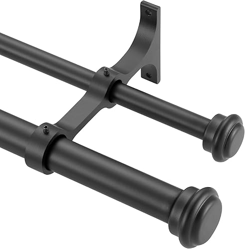 Barras de cortina dobles de color dorado cálido para ventanas de 72 a 144 pulgadas, barras de cortina dobles con remates de tapa de extremo, barras