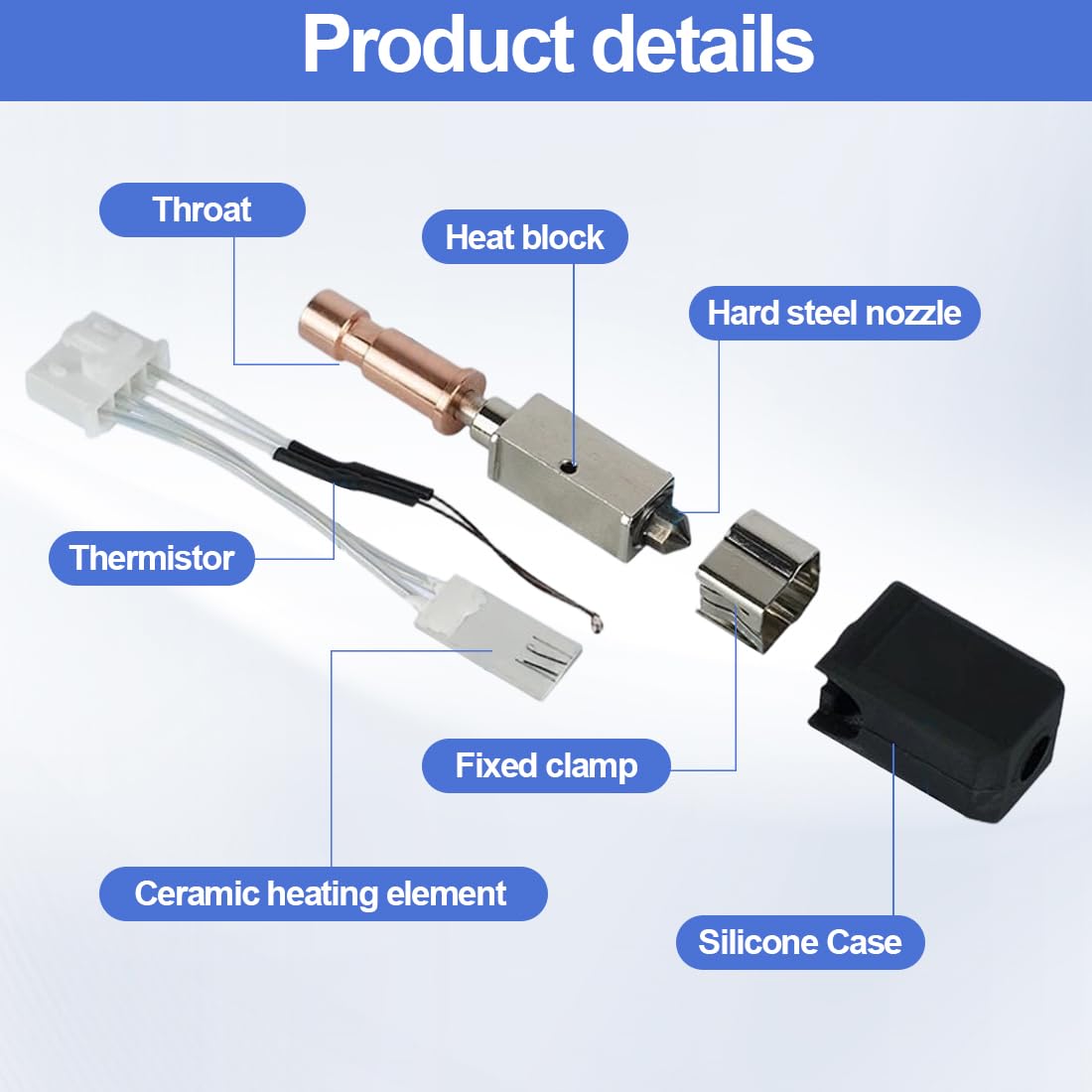 DASIAUTOEM Kobra S1 ceramiczny hotend do Kobra S1 Combo Hot End Kit głowica drukująca, radiator, hartowana dysza stalowa i silikonowa podstawa, kompatybilna z drukarkami Combo 3D