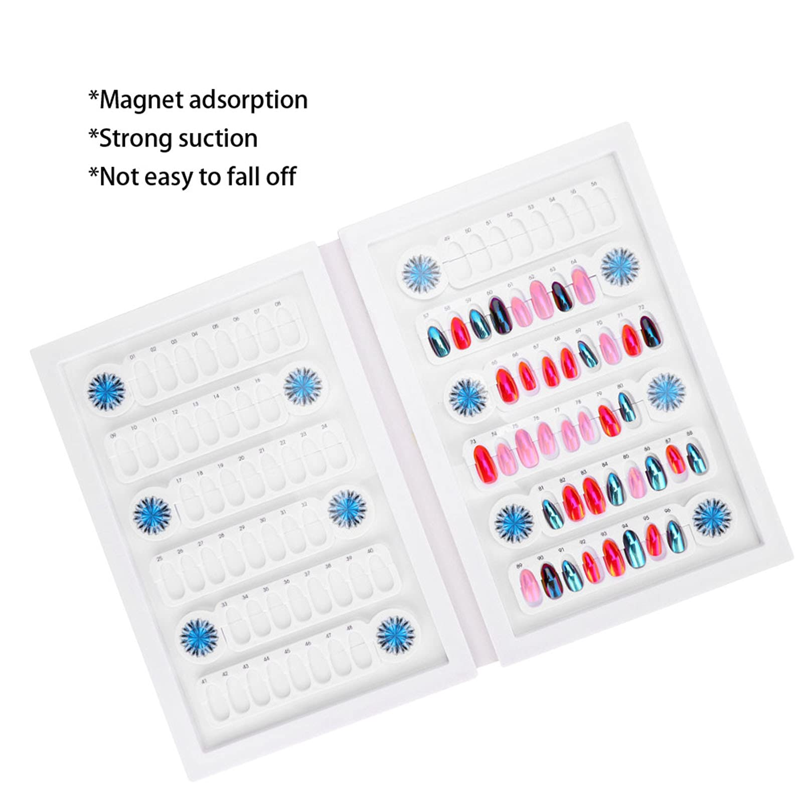 96 Raster Acryl-Nagellack-Farbkarte, Buch, Magnet, falsche Nagelfarben-Anzeigetafel (Rote Rose)