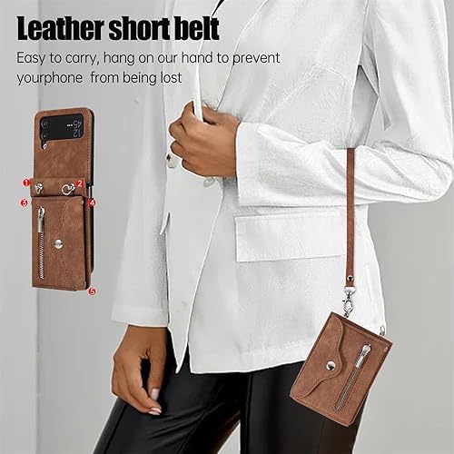 Miniatura 6 de Asuwish Funda de teléfono para Galaxy Z Flip 4 LLFQKBXK Marrón EE.UU