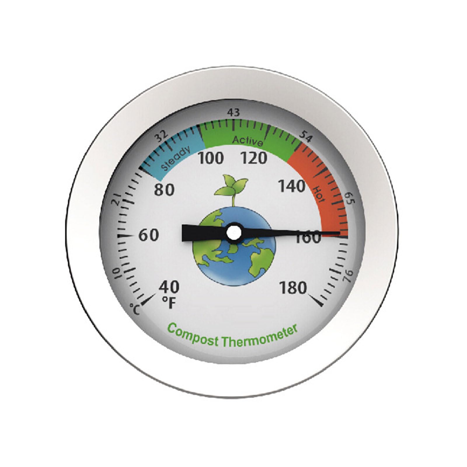Hsyzygian Earth Probe 500Mm Soil Testing Thermometer, Long Compost Soil Garden Backyard 10~76°C 40°F~180°F Compost