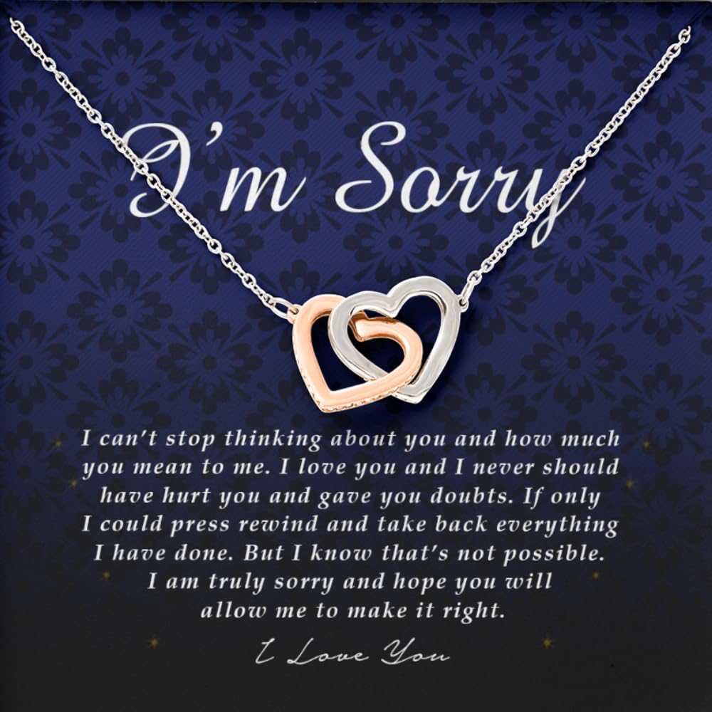 Interlocking Heart Necklace & Apology Card