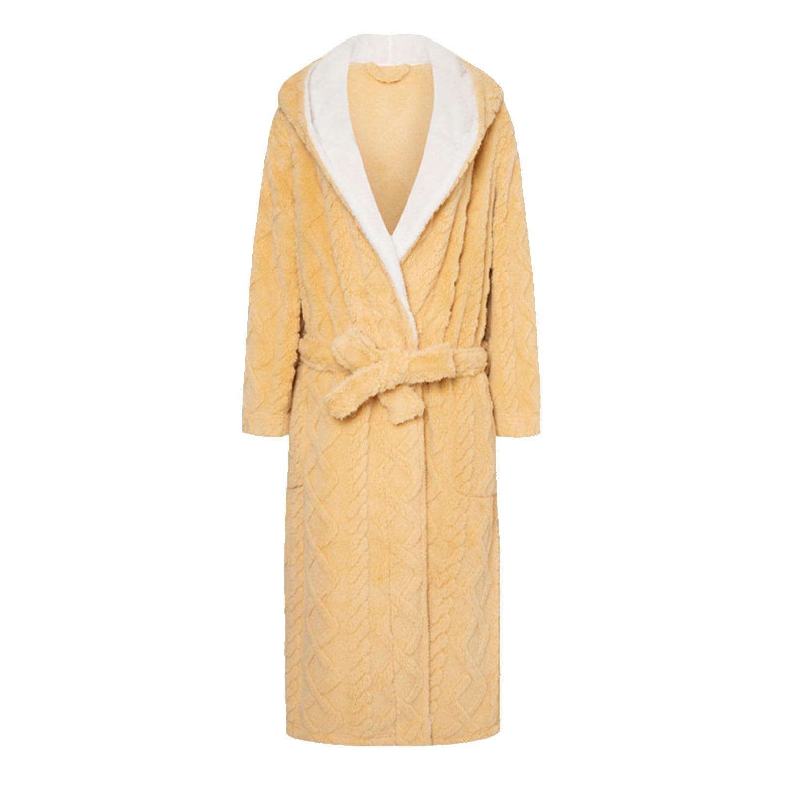 Generisch Peignoir de voyage léger pour femme : peignoir sauna kimono peignoir de maison vêtements de nuit kimono peignoir de sauna à capuche 2 poches ceinture léger peignoir à manches peignoir avec