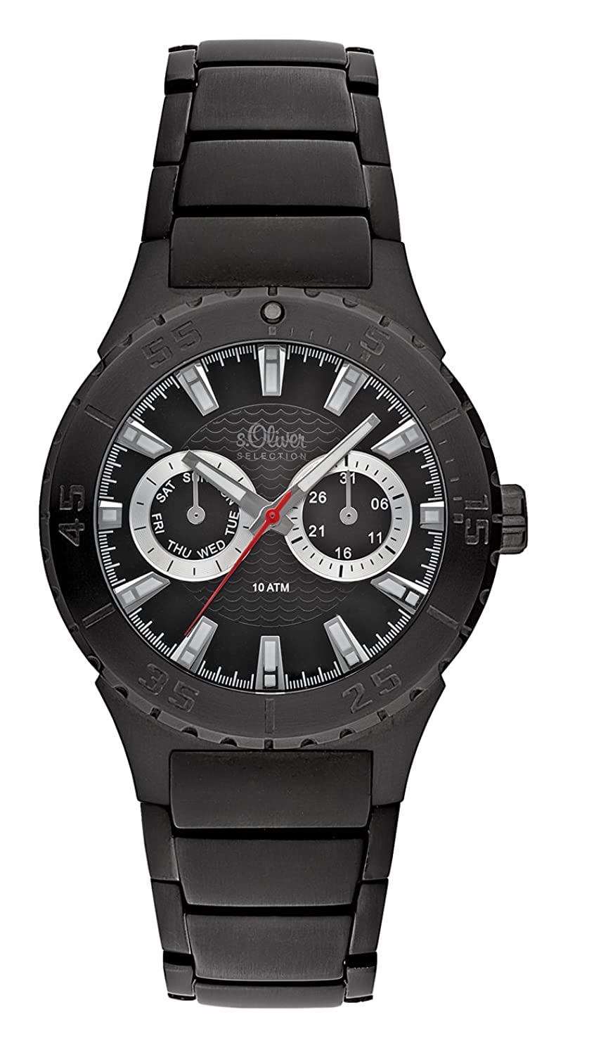 S.Oliver Men's Black Dial Stainless Steel Band Watch - SO-1916-MM