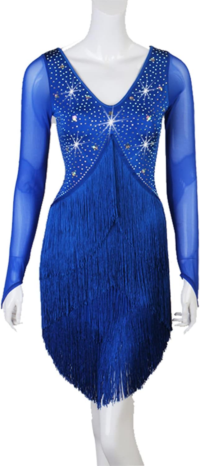 Latin Dance Dresses for Women Fringe Tango Performance Clothes Rhinestone Modern Competition Dancing Outfit for Samba