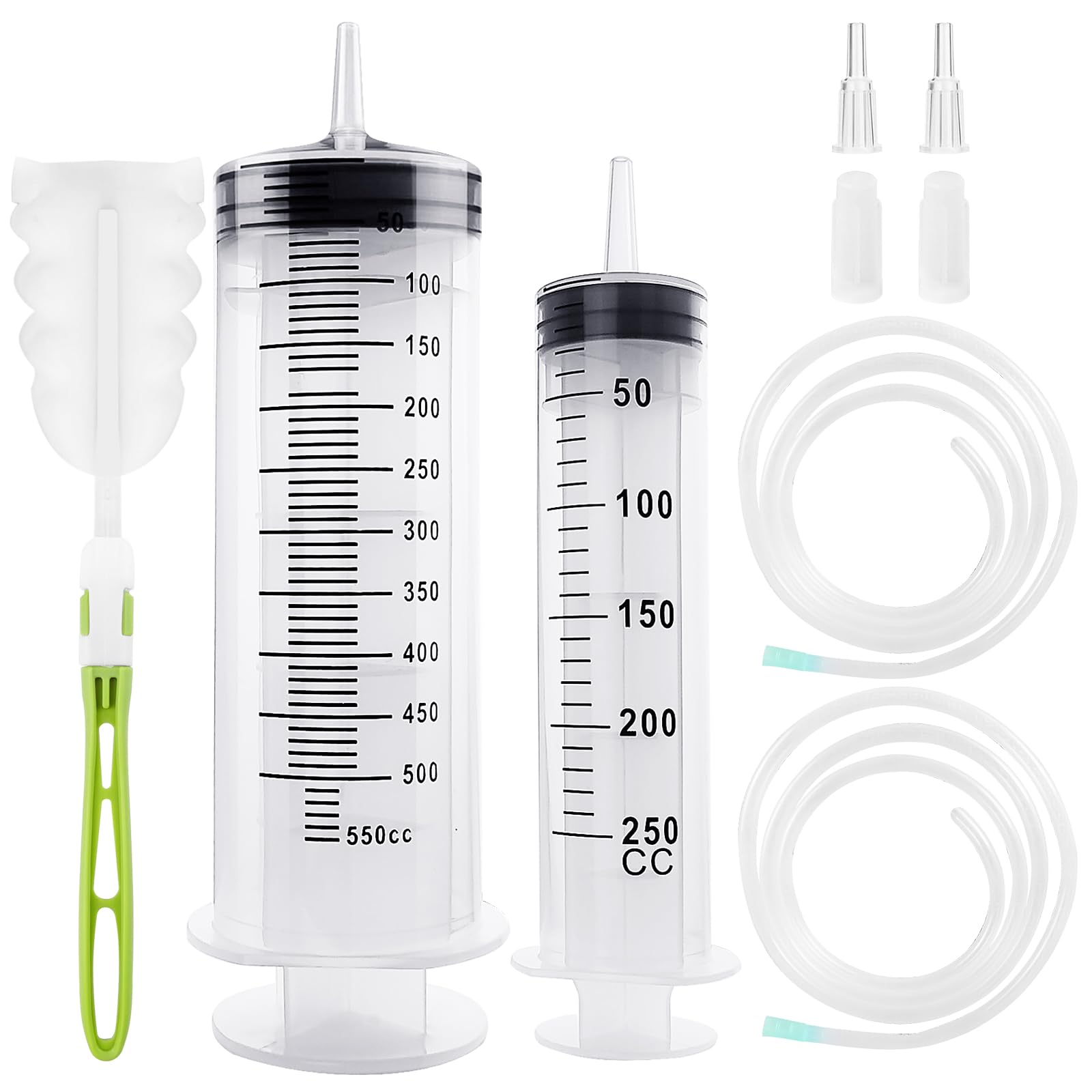 Samulee Seringue 250ml + 550ml, Seringue avec Tuyau, Seringue Plastique, Grosse Seringue pour Huile, Alimentaire, Laboratoires, Alimentation Animale, Jardinage, Recherche Scientifique