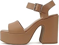 Soda Launch Women's Chunky Platform High Heel Sandals - Open Toe Ankle Strap, 4" Heel, Square Toe