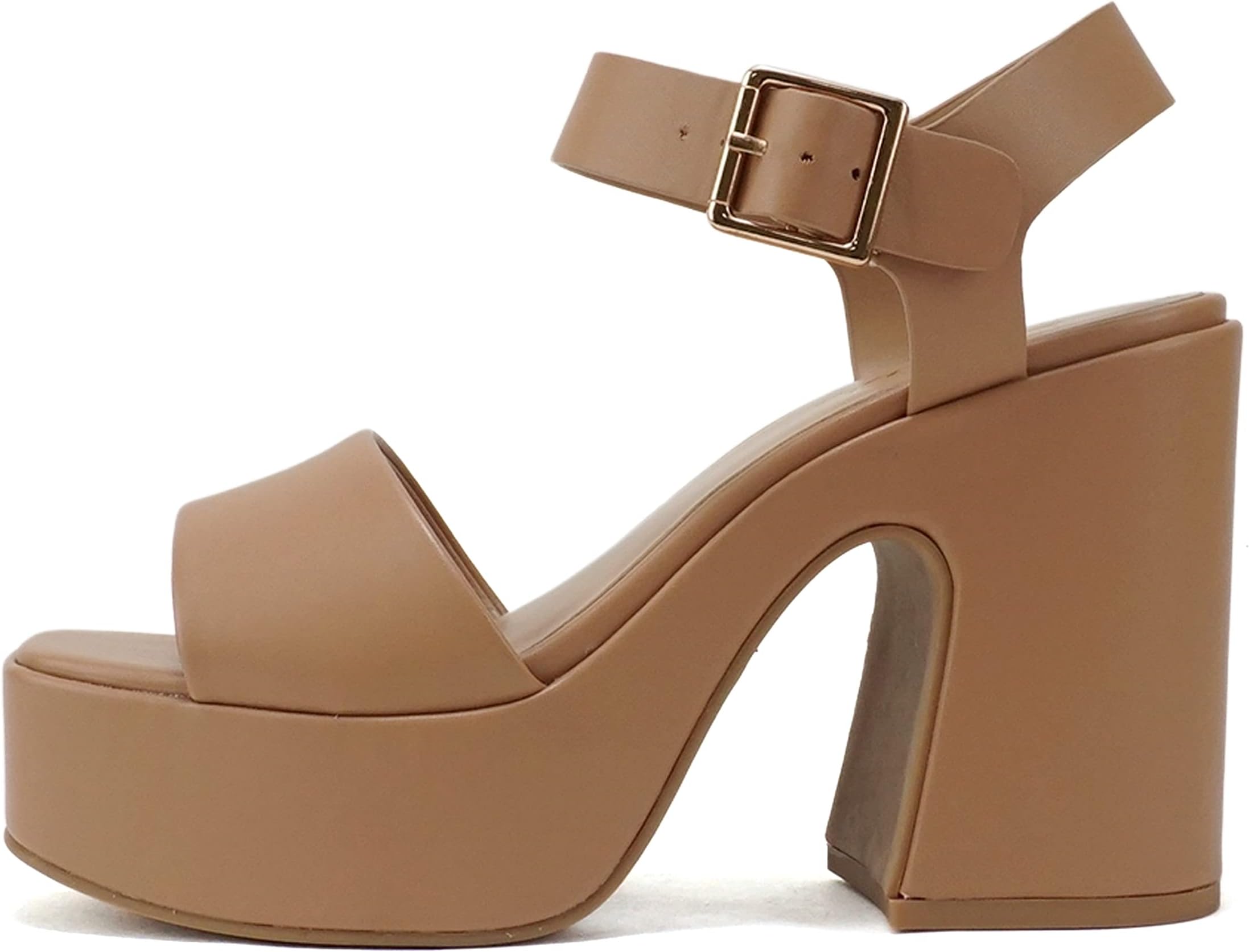 Launch ~ Women Open Toe Ankle Strap Platform Chunky High Heeled Sandal