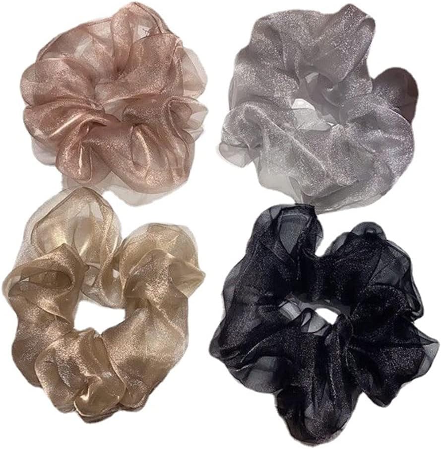 Yellow Chimes Scrunchies for Women Hair Accessories - Satin Scrunchies Set, Rubber Bands, Multicolor Ponytail Holders, Hair Ties for Girls - Gifts