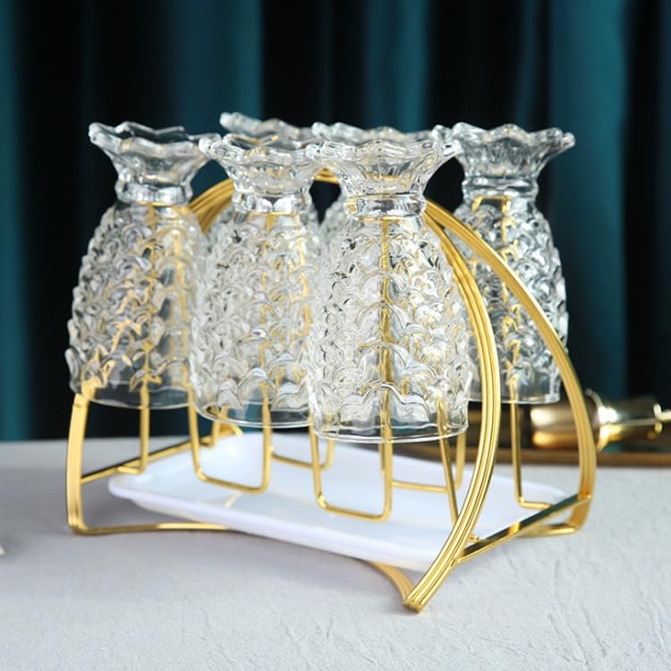 Image of Wringo Premium 7pc Crystal Water Jug with Glass Set and Jug Set Combo,Freezer Safe and Dishwasher Safe (6 Pieces Glasses 200ML and 1 Water Juice Jug 1 Liter), Transparent, Glass and Jug Set (WS-09)