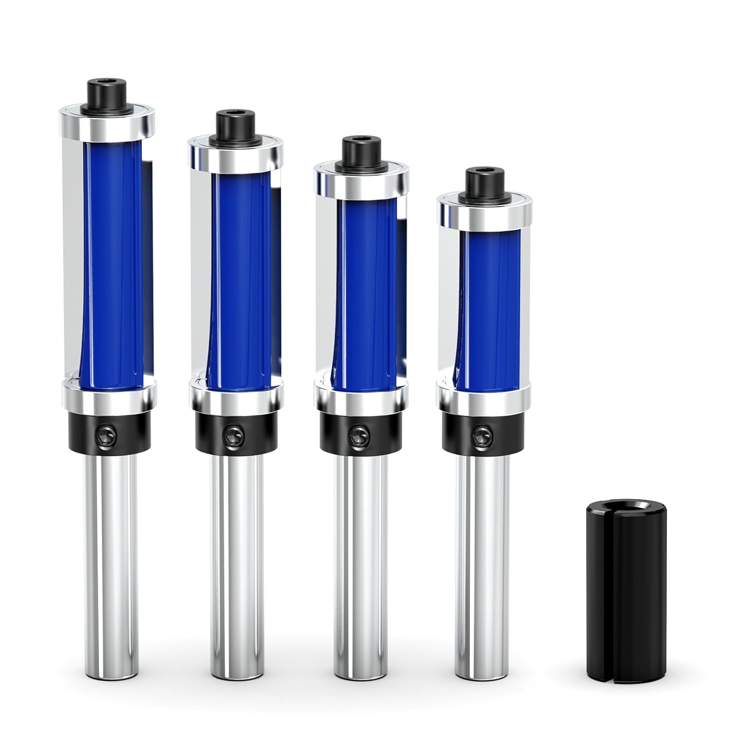 4Pcs Flush Trim Top and Bottom Bearing Router Bit 1/4-Inch Shank Professional Grade for Woodworking, Cutting Diameter: 1/2Inch, Cutting Length: 3/4 Inch, 1 Inch, 1-1/4 Inch, 1-1/2 Inch