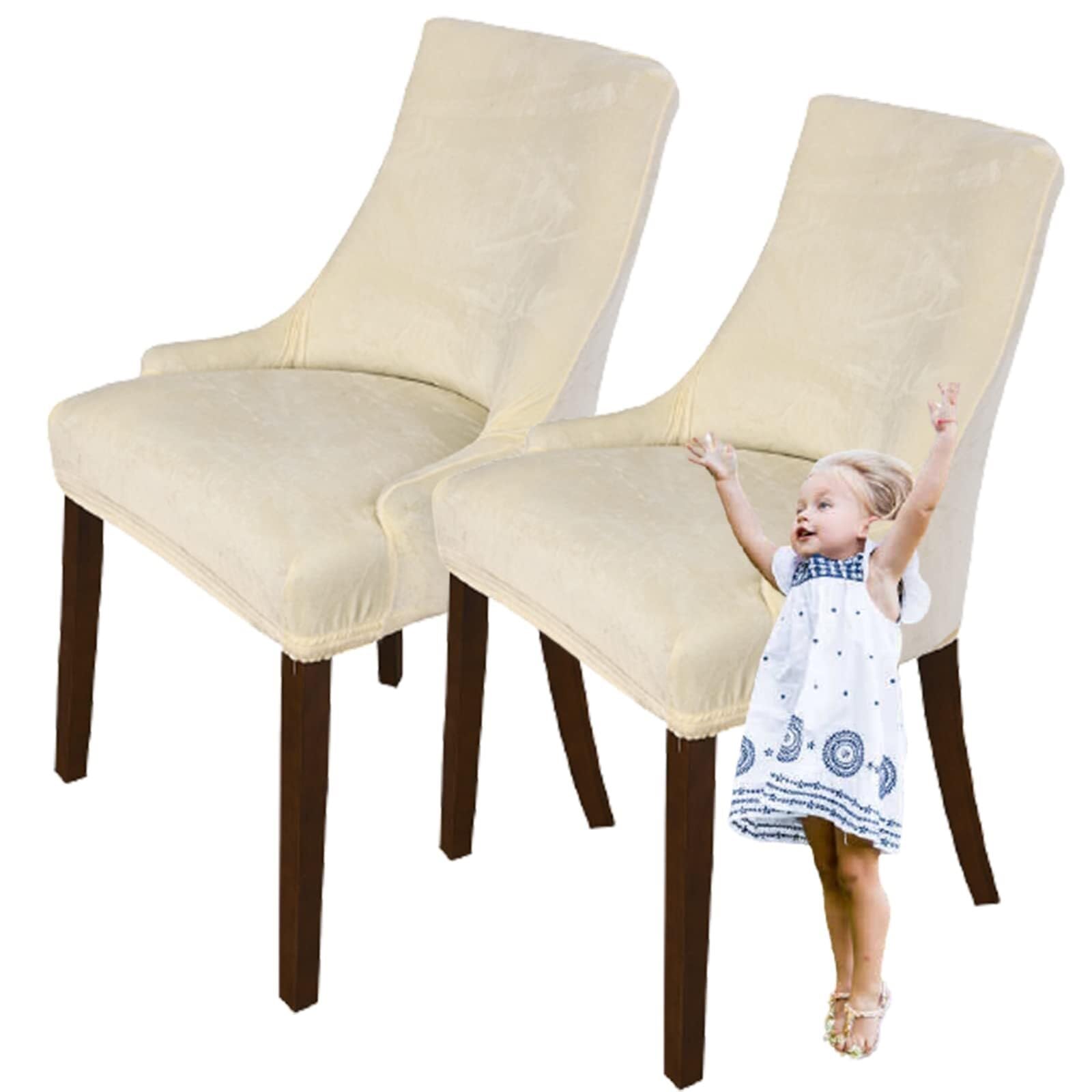 NMVAWIPT Velvet Wingback Chair Covers, Stretch Slipcovers, Removable Furniture Protector, For Hotel Wedding Banquet(21#,2pcs)