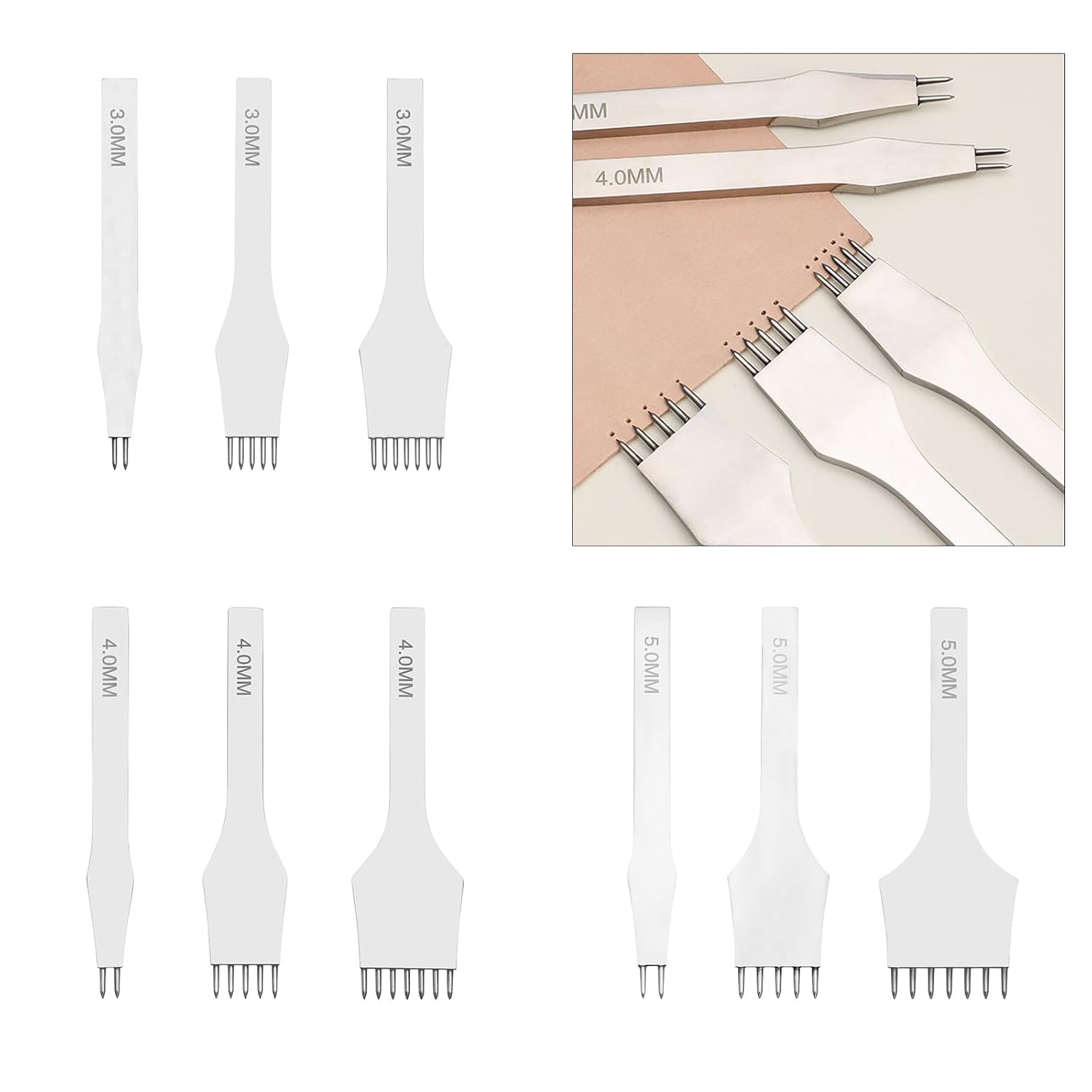 レザークラフトホールパンチツール 2/5/7 プロングレースステッチ プロングパンチ レザー