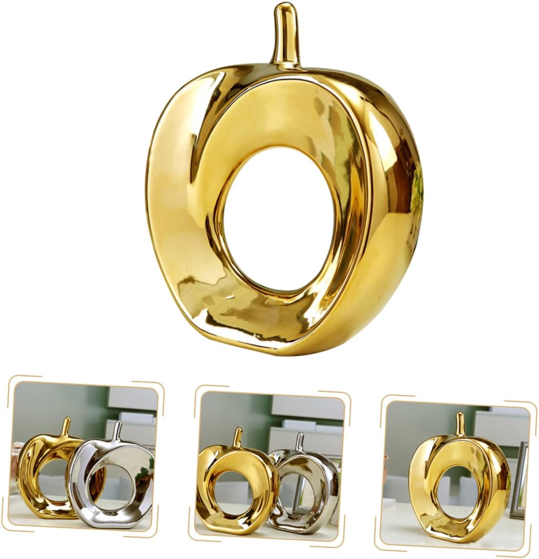 GARVALON Ceramic Apple Fruit Ornaments Home Decor Accents Porcelain Art for Living Room