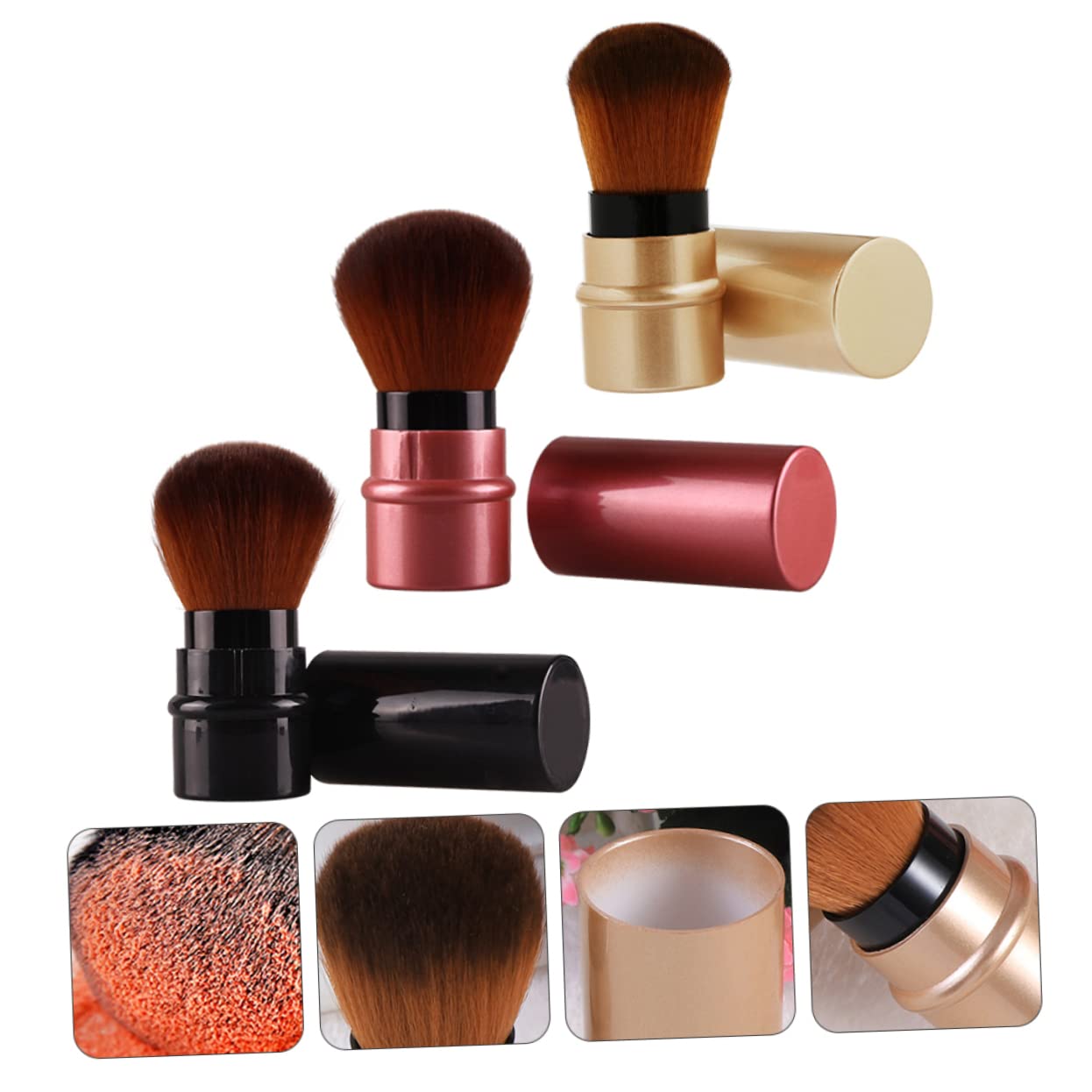 FRCOLOR 9pezzi Spazzole Professionali Per Fondotinta Estensibili Strumenti Cosmetici Portatili e Marrone Applicazione Facile e Veloce Per Make up Naturale