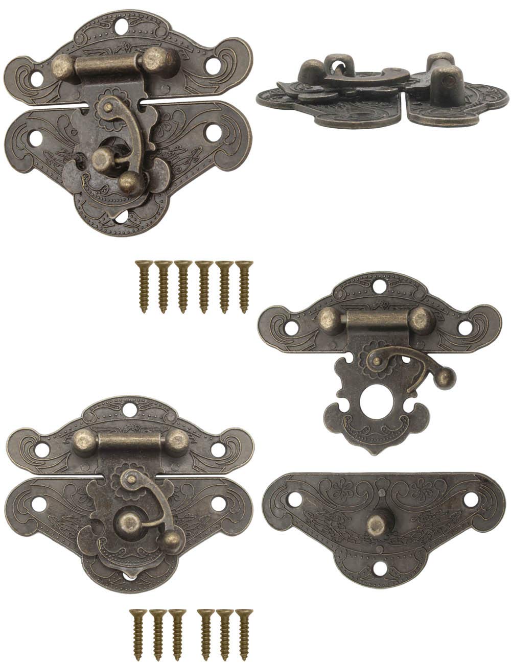 FUXXER® 2 chiusure antiche, ganci a blocco, design in ferro bronzo, 64 x 50 mm, set da 2 pezzi