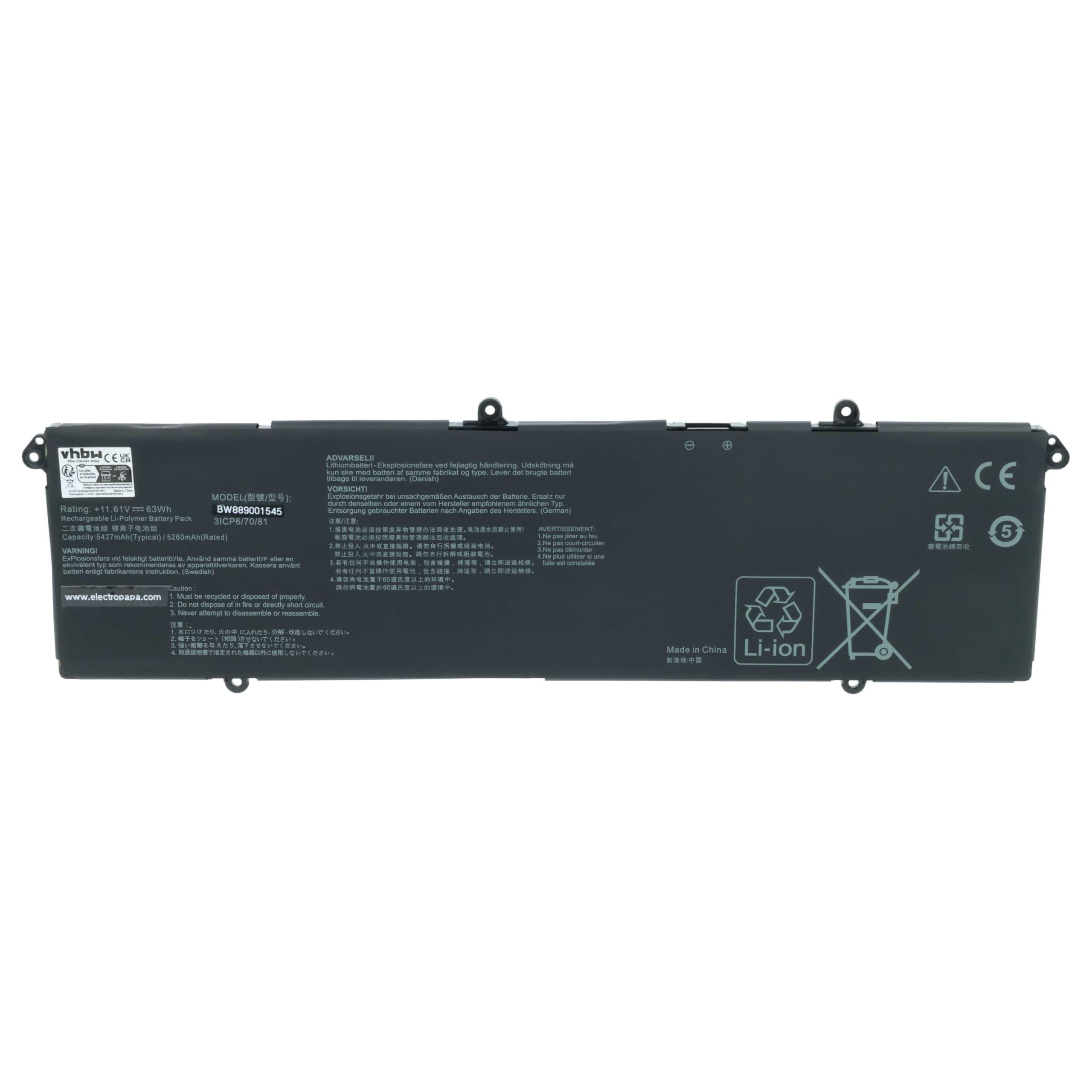 vhbw batteria sostituisce Asus C31N2019 per notebook (5400mAh, 11,61V, Li-Poly)