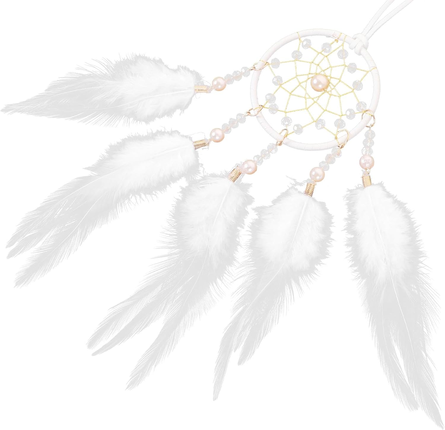 Amosfun Dreamcatcher Pendant with White Plumes, Car Rearview Mirror Decor and Indoor Hanging Ornament, Creative Dream Catcher for Home, Bedroom, Balcony Decoration, Festival