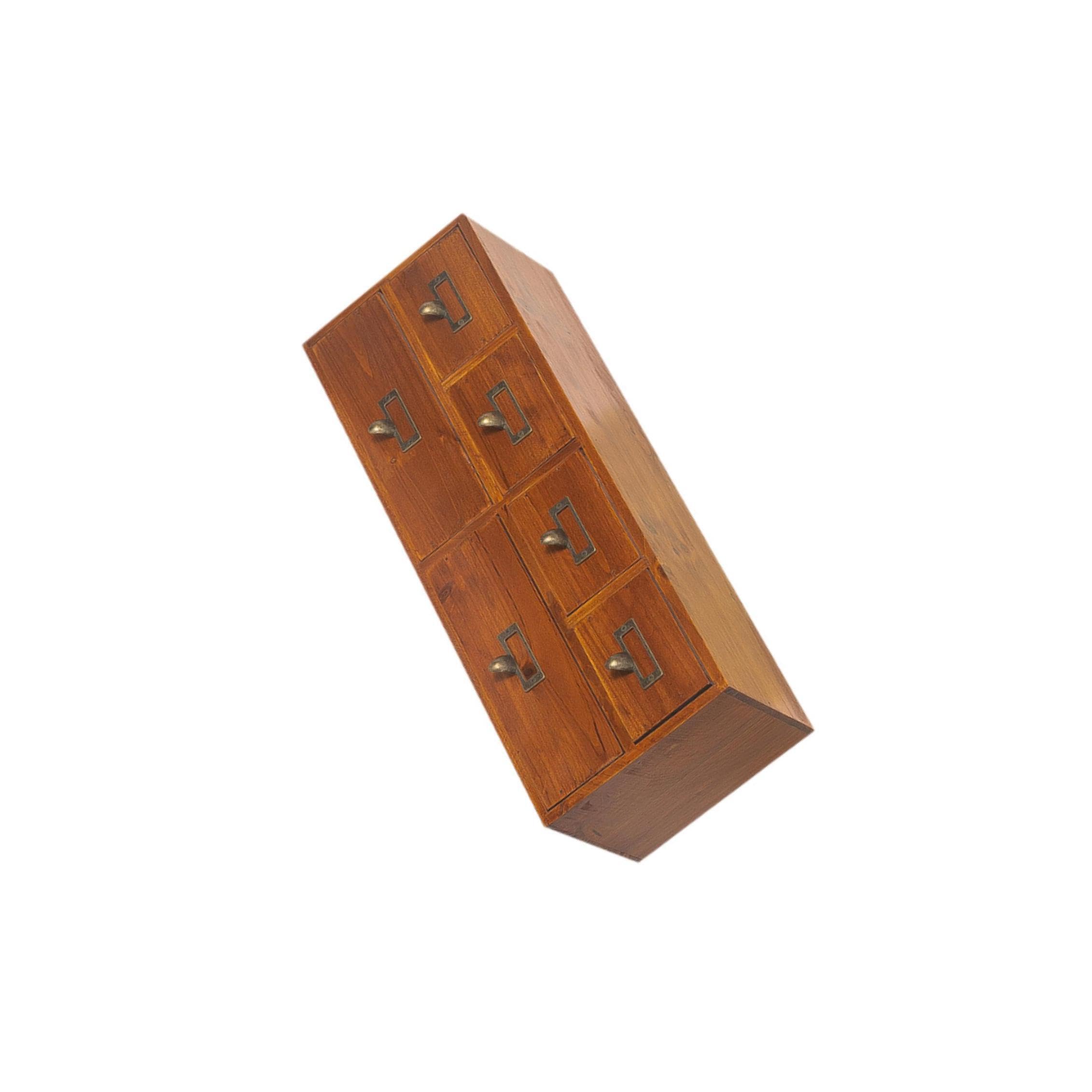 BOKIOESDE Funzionale organizer da scrivania in legno con 6 cassetti per ordinare in modo efficiente articoli per ufficio e oggetti personali a casa. Scatola