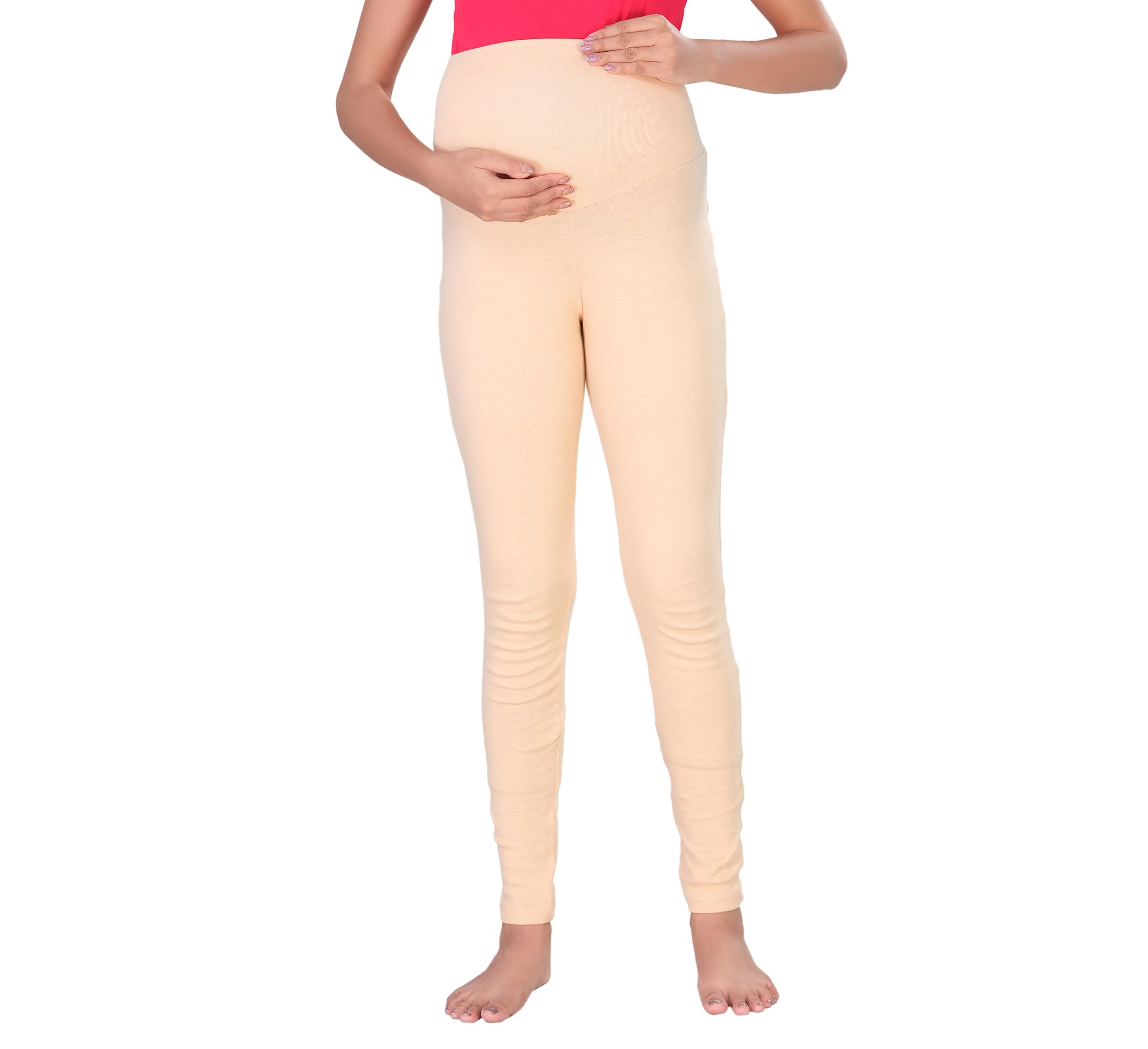 mamma's maternity Women's Heavy Cotton Lycra Cream Maternity Legging-picture-30