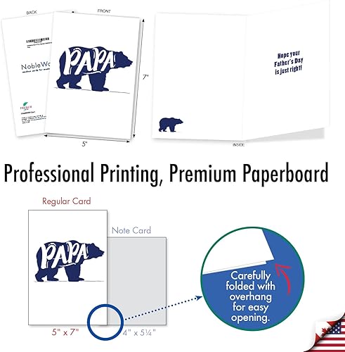 Miniatura 3 de NobleWorks - Paquete de 3 tarjetas de felicitación del día del padre con sobres (1 diseños, 3 cada uno) - Papa Bear C3460FDG-C3x1