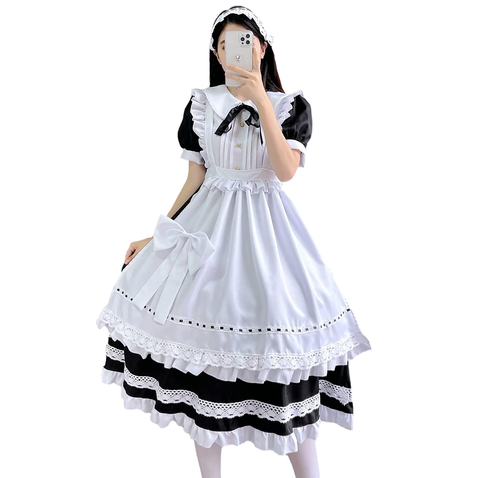 CR ROLECOS Maid Outfit Costume - Japanese Women's Lolita Maid Dress - Victorian Style - Short Sleeves - XXL - Image 2