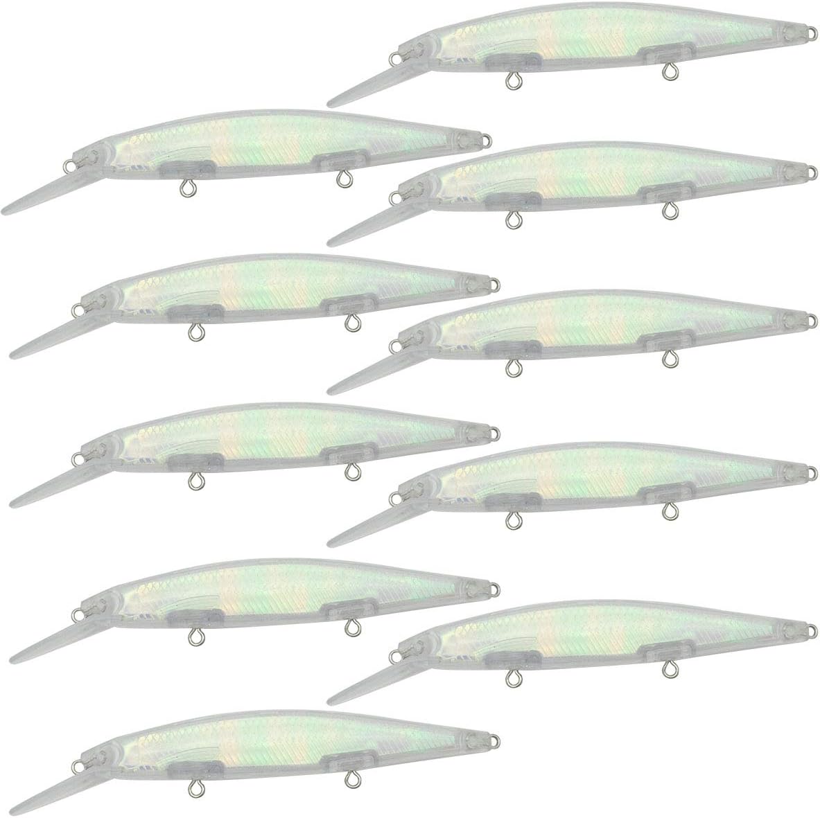 10PCS Unpainted Minnow Bait Fishing Lure Body 5 Inch 2/5 OZ Blank Lure 8286 Free Eye
