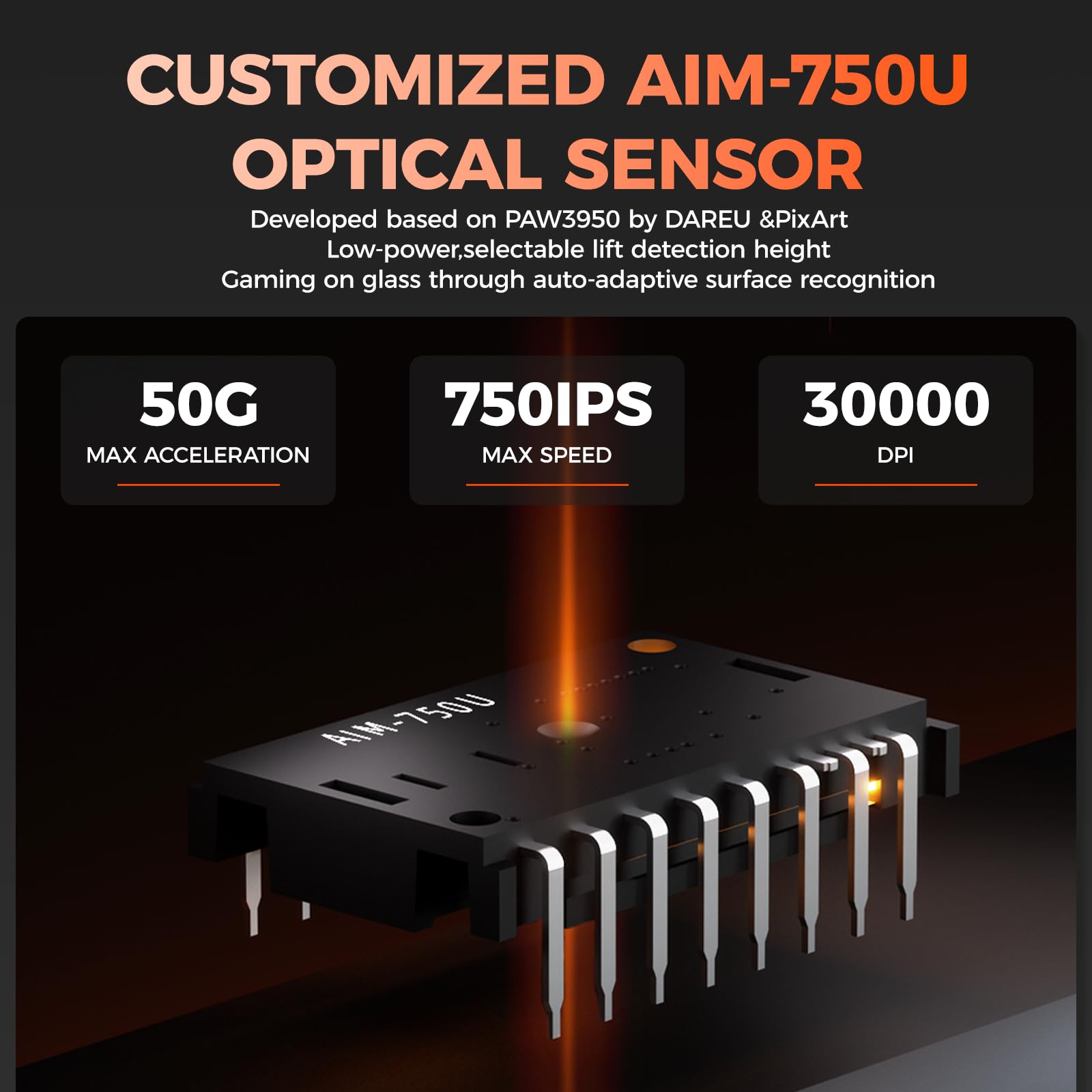 DAREU A950 Wing 8K Mouse da gioco wireless leggero 1,23 oz (35 g), sensore ottico PAW3950 30K personalizzato, doppia frequenza di polling 8k cablato/wireless, simmetrico, 5 pulsanti programmabili