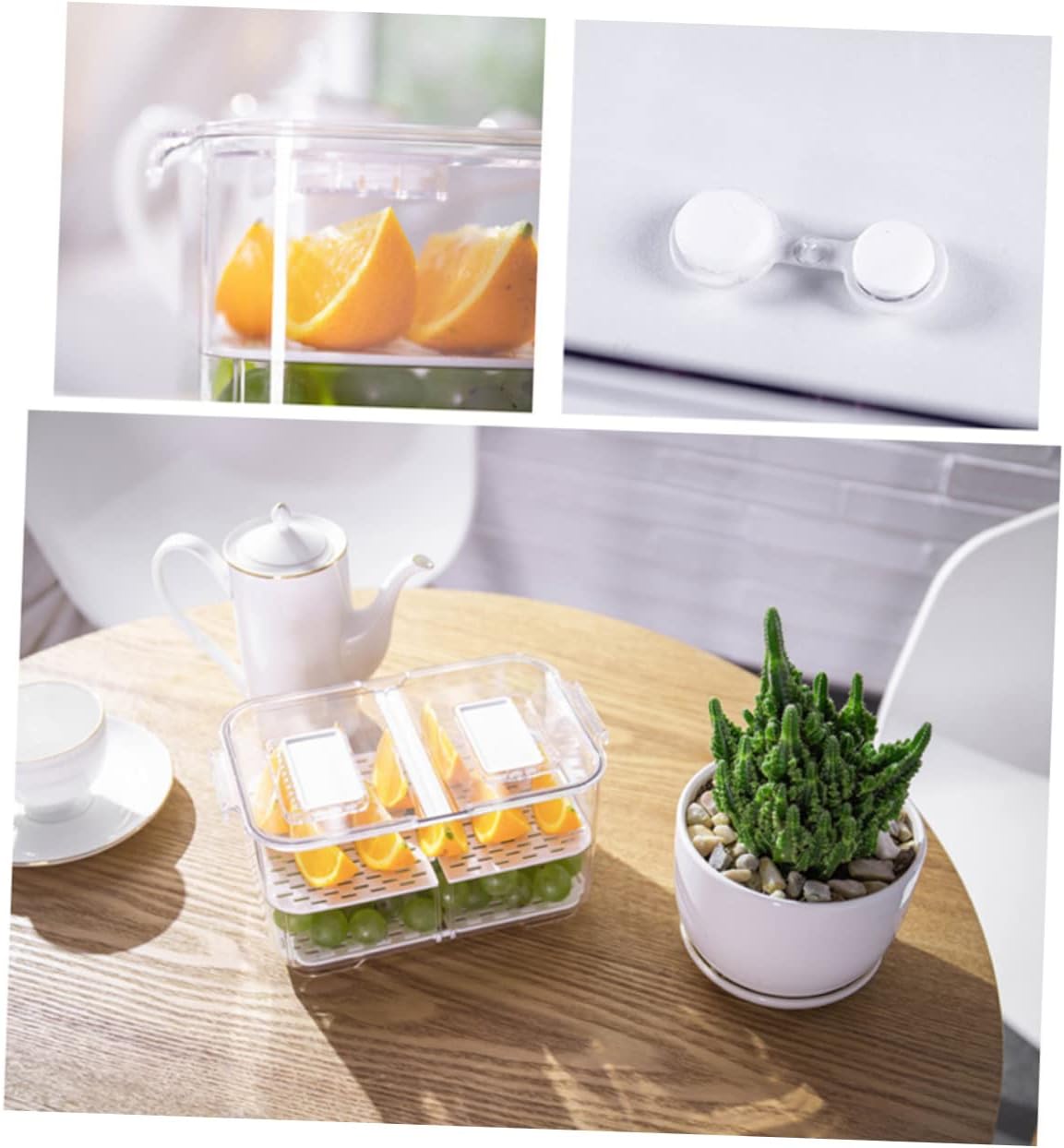 IMIKEYA Double Layer Sealed Kitchen Storage Box for Fruits Vegetables Refrigerator Crisper Bin Reusable Washable Easy to Clean Space Saving Design for Home Organization