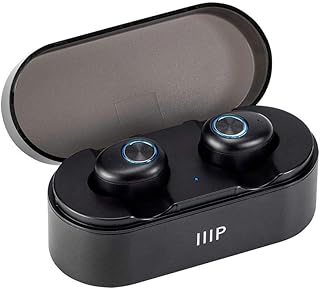Monoprice - 138542 True Wireless Plus Earphones with Wireless Charging Case -IPX5 Nano Waterproof Coating, Sweatproof, Bluetooth 5 with aptX, AAC, Mic, CVC 8.0, 8 Hour Playtime with Auto On/Off, Black