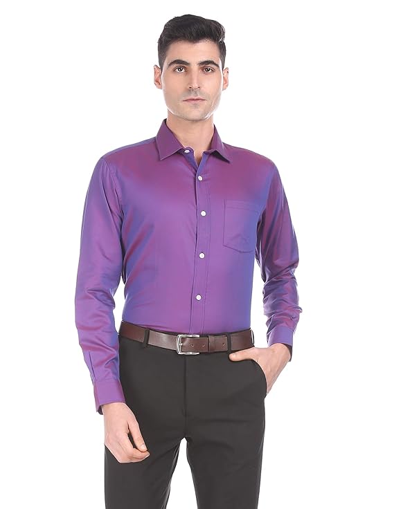 Buy Arrow Men Purple Long Sleeves Solid Shirt at Amazon.in