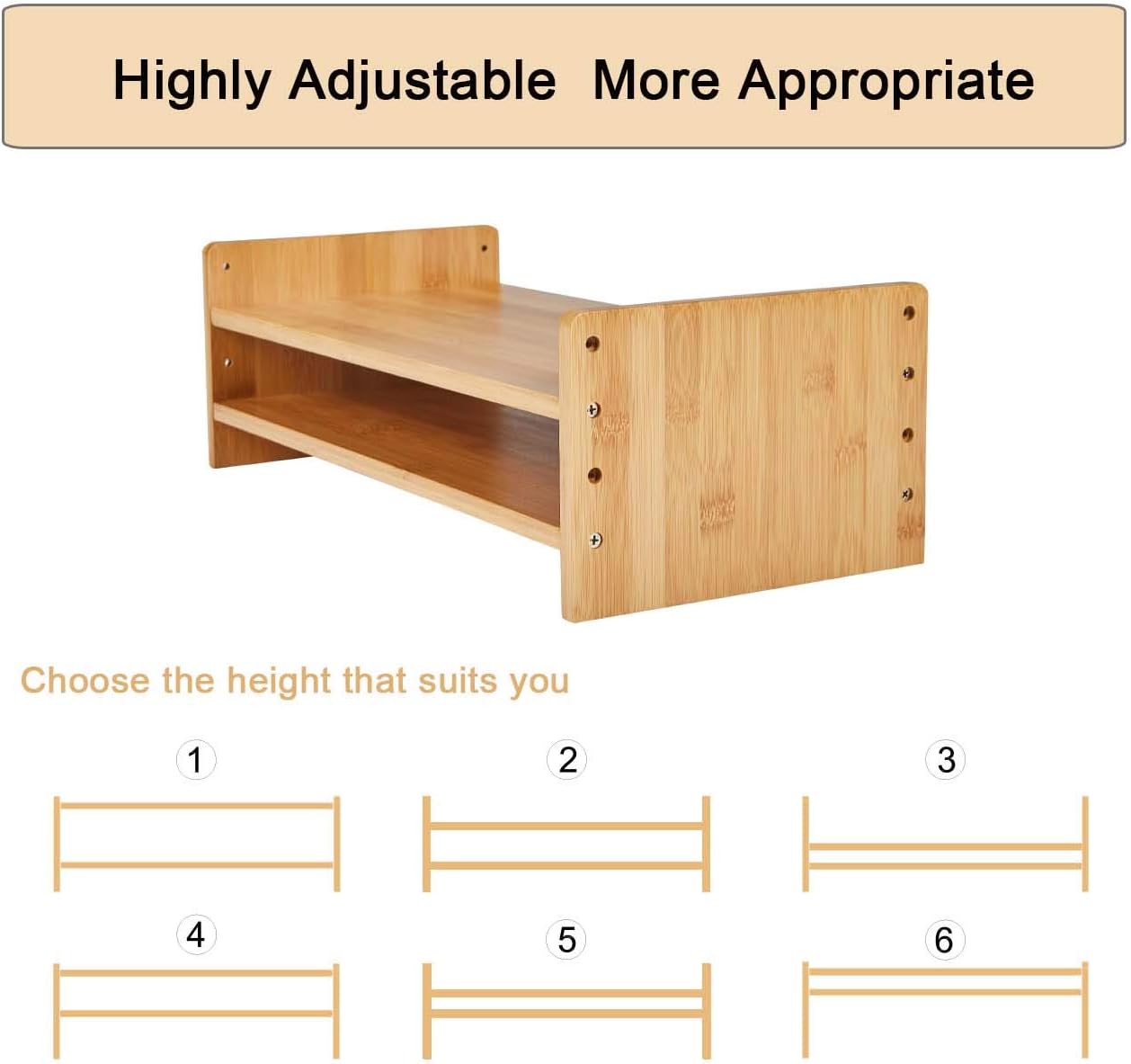 Exclusive Special HUVIBE Monitor Stand Riser, 2 Tiers Computer Monitor Stand with Storage Organizer, Desktop Stand for Laptop Computer,Desk Stand with Adjustable Height -Bamboo Burlywood Best Cyber Deals 🔥 HUVIBE Monitor Stand Riser, 2 Tiers Computer Monitor Stand with Storage Organizer, Desktop Stand for Laptop Computer,Desk Stand with Adjustable Height -Bamboo Burlywood