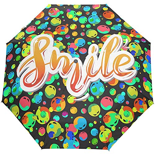 Preisvergleich Produktbild Nettes Lächeln-bunter Sommer-offener Selbstregenschirm-Sonnenregenschirm Anti-UV, der kompakten automatischen Regenschirm faltet