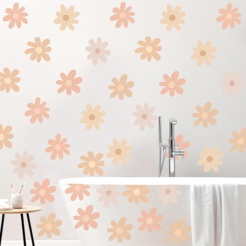 Miniatura 12 de BBTO Calcomanías de pared de margaritas de vinilo con flores, calcomanías de margaritas, calcomanías florales para despegar y pegar para guardería