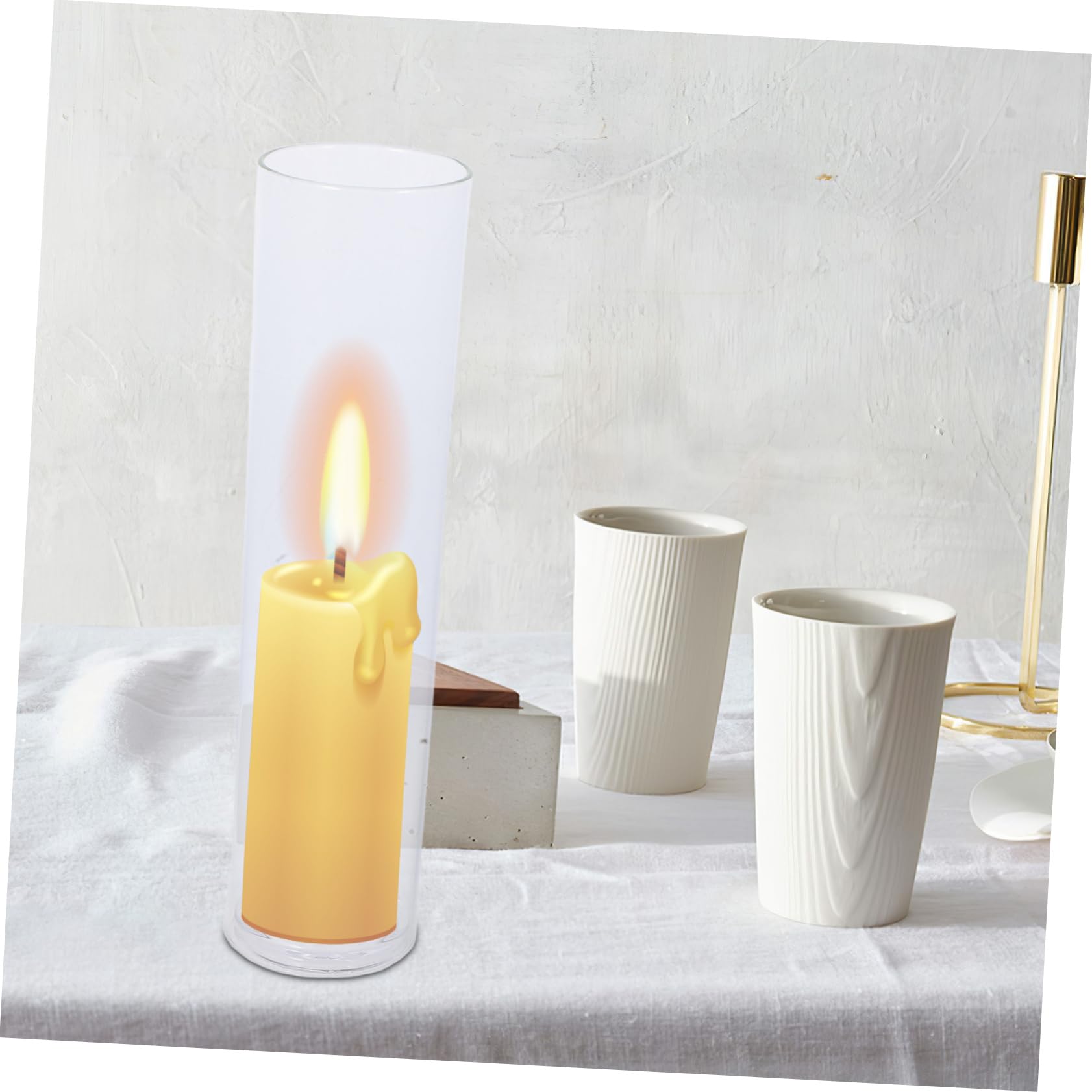 POPETPOP Candelabro de Vidrio Transparente en Cilindro, Resistente al Viento, para Centro de Mesa de Boda y Cumpleaños, Decoración del Hogar
