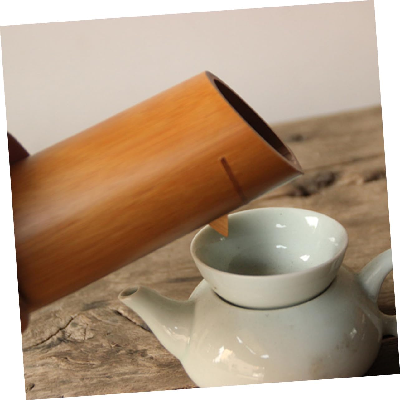 Natural Bamboo Sake Barrel Tea Pot for Home and Restaurant Serving