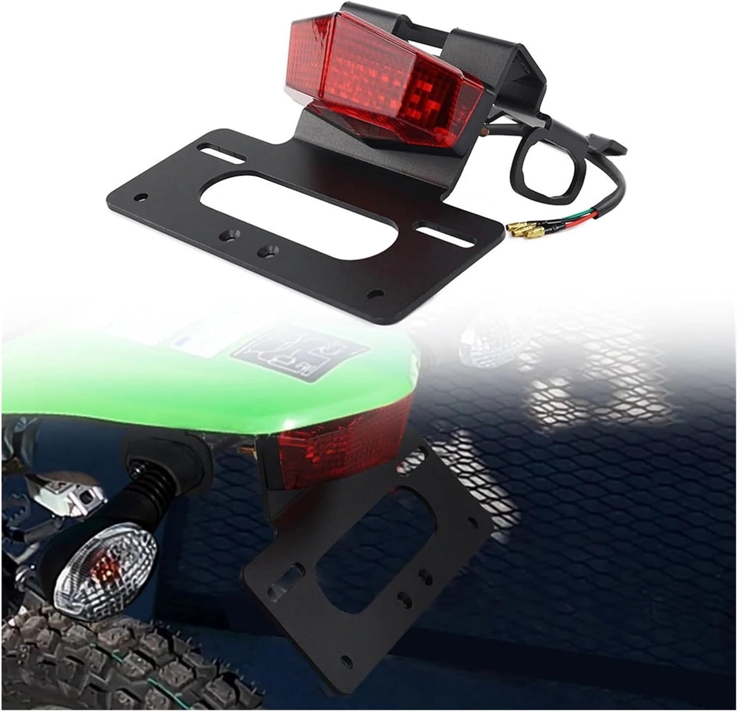 Motorcycle Brake Light Number Frame License Plate Holder Fender Compatible with Kawasaki KLX 230R 2020 2221 2022 2023 KLX230R(Clear)