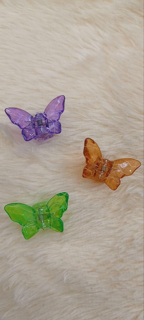 Trendy Butterfly Hair Barrette Clip Claw Clutcher Frosted Color Jaw Clamp Hair Accessories For Women & Girls Hairstyles (Pack of 3,Multicolor) (Design 359)