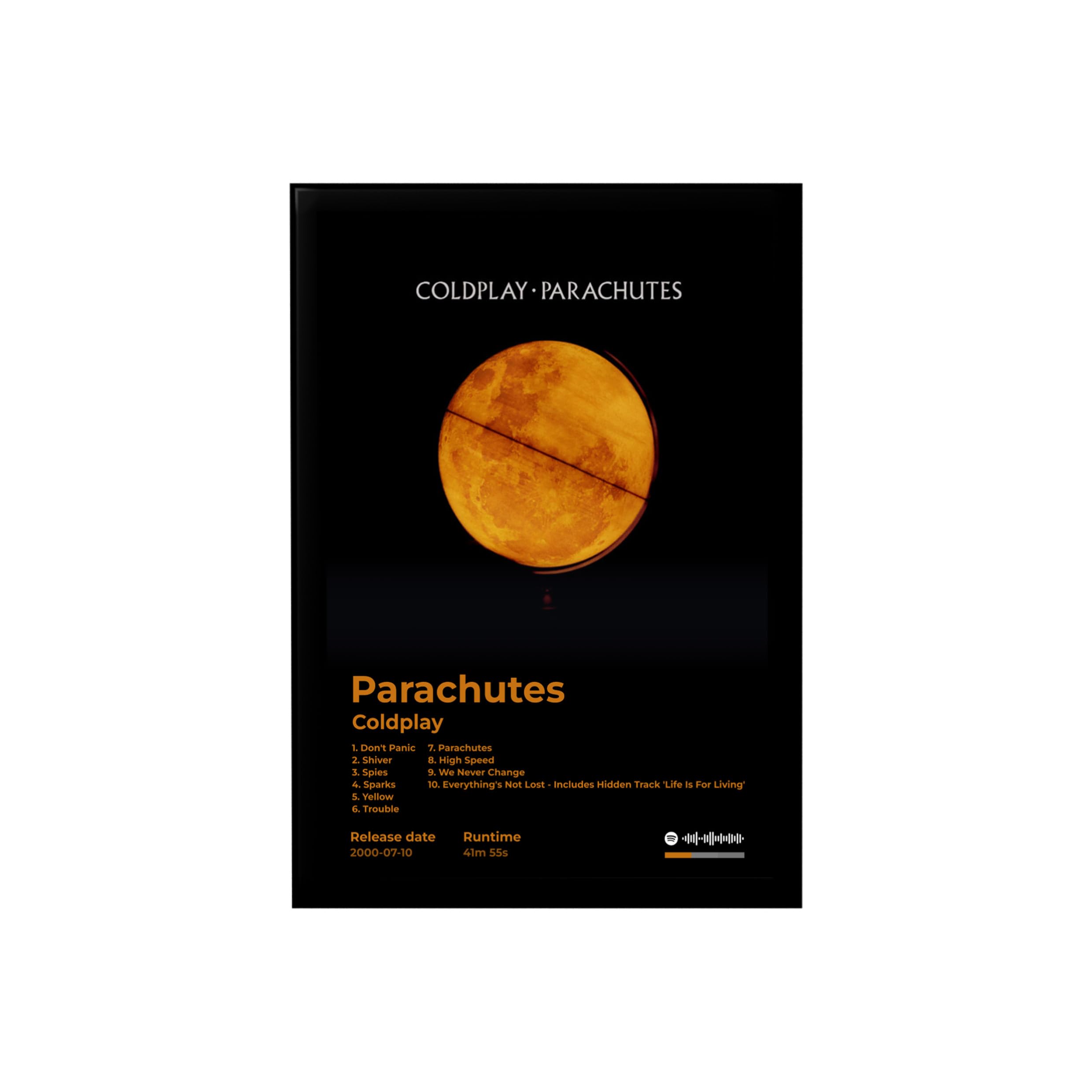 BLINKART Aesthetic ColdPlay- Parachutes Wall Photo Frames | Wall Art for Bedroom, Living Room, Studio or Office | Album Cover Print with Spotify Song Link QR Code | Gift for Fans - 8x12 In-image-41